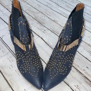 Jeffrey Campbell blue leather bootie